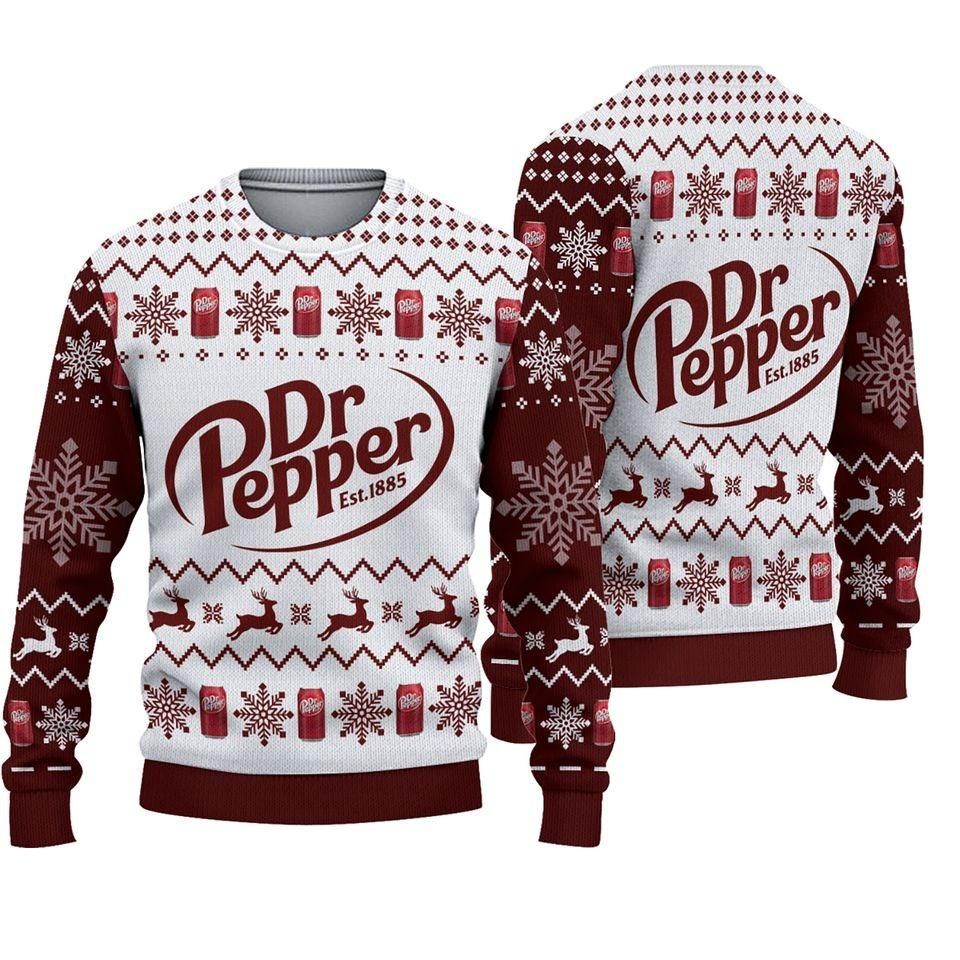 Dr. Pepper Christmas Sweater, Retro Holiday Knit Pullover