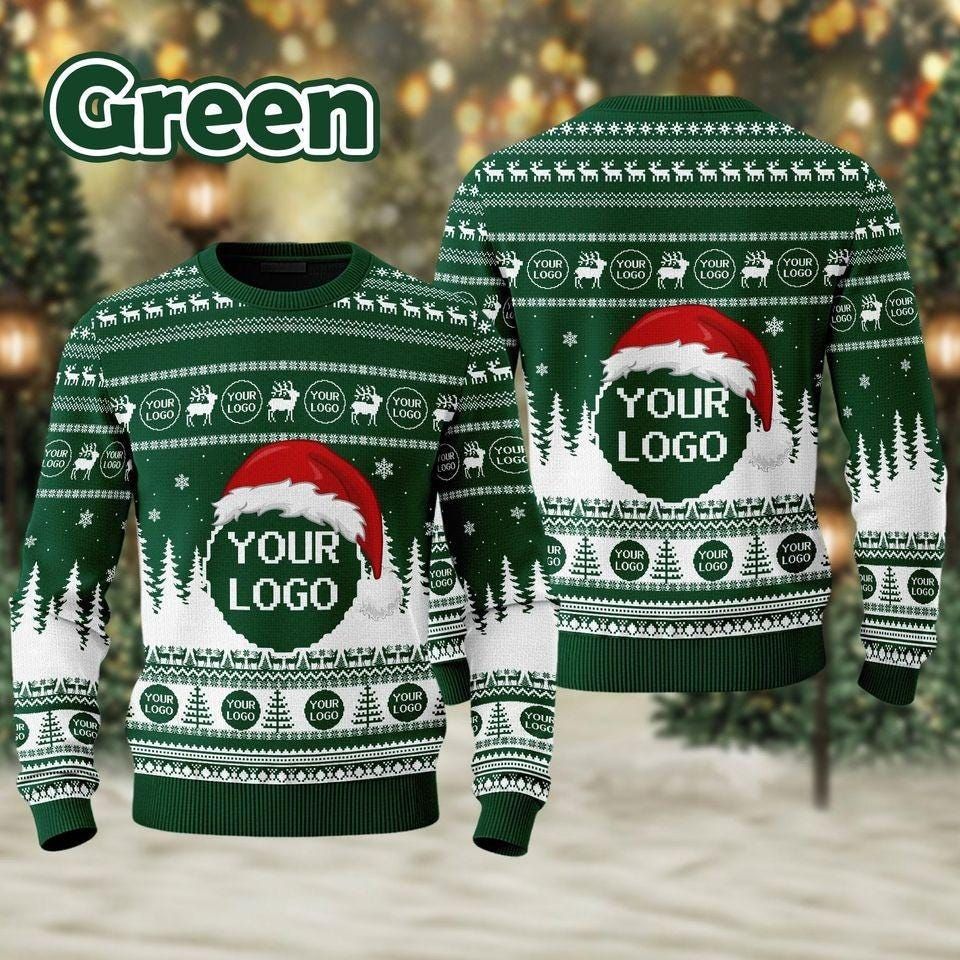 Custom Company Logo Ugly Christmas Sweater, Knitted Polyester Blend
