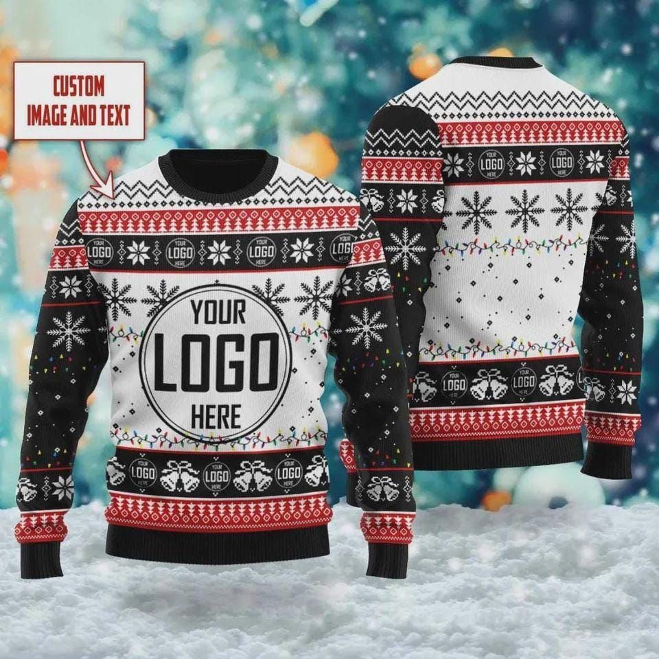 Custom Logo Ugly Christmas Sweater, Personalized Company Xmas Sweater