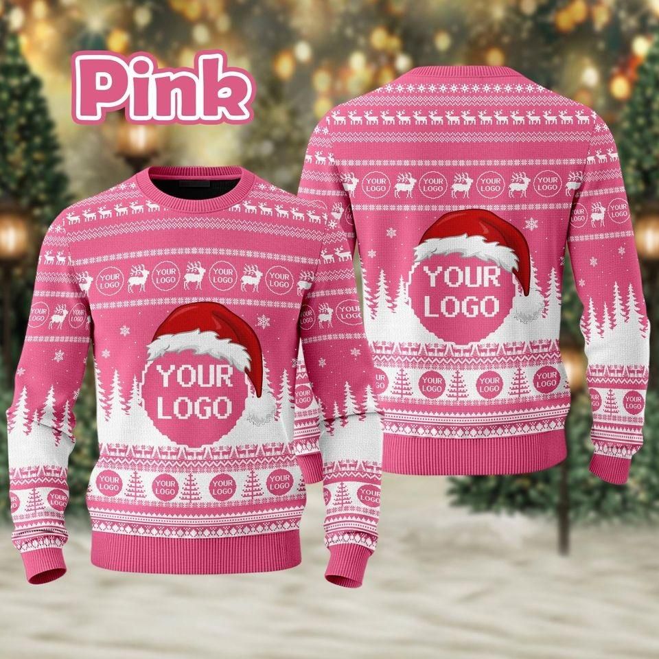 Custom Company Logo Ugly Christmas Sweater, Knitted Polyester Blend
