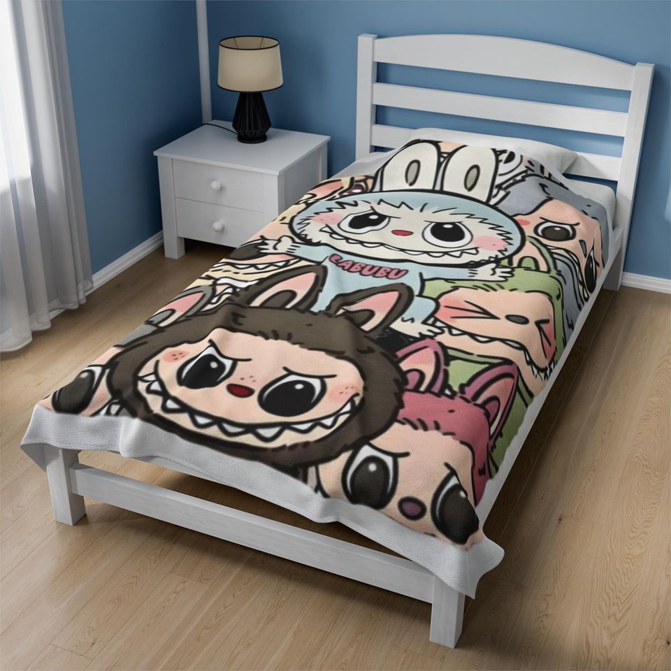 Labubu Fleece Blanket, Kid Blanket, Back To School Gift