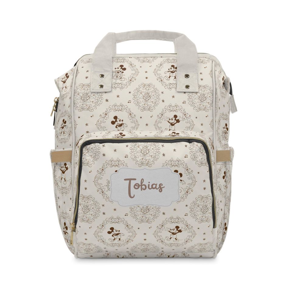 Personalized Diaper Bag Backpack, Toile de Jouy Baby Bag