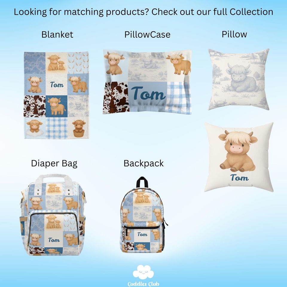 Personalized Highland Cow Diaper Bag, Nursery Decor