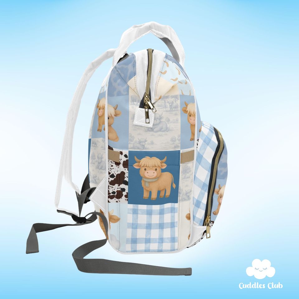 Personalized Highland Cow Diaper Bag, Nursery Decor