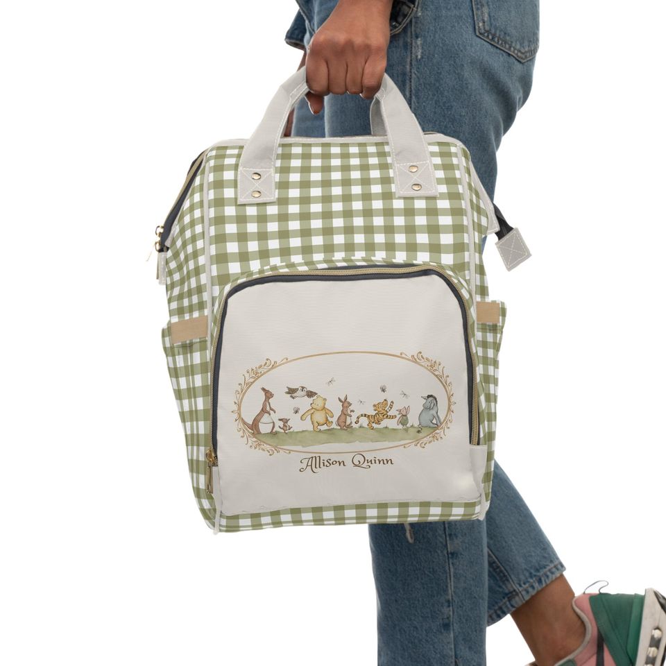 Personalized Diaper Bag Backpack, Toile de Jouy Baby Bag