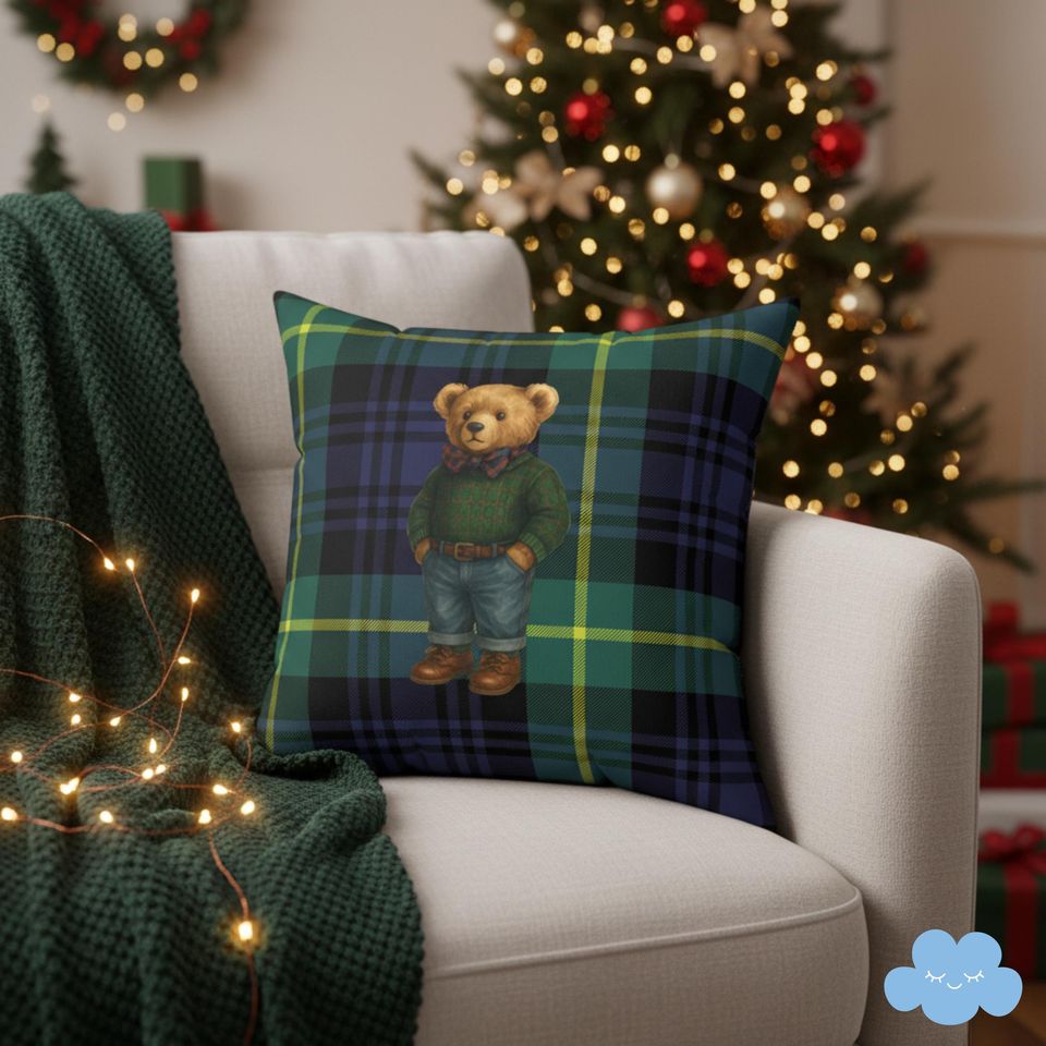 Vintage Teddy Bear Throw Pillow