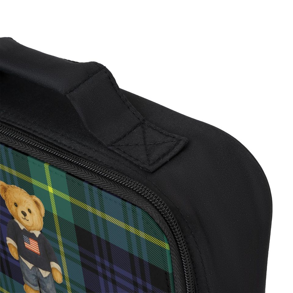 Personalized Lunch Bag, Preppy Teddy Bear Lunch Box