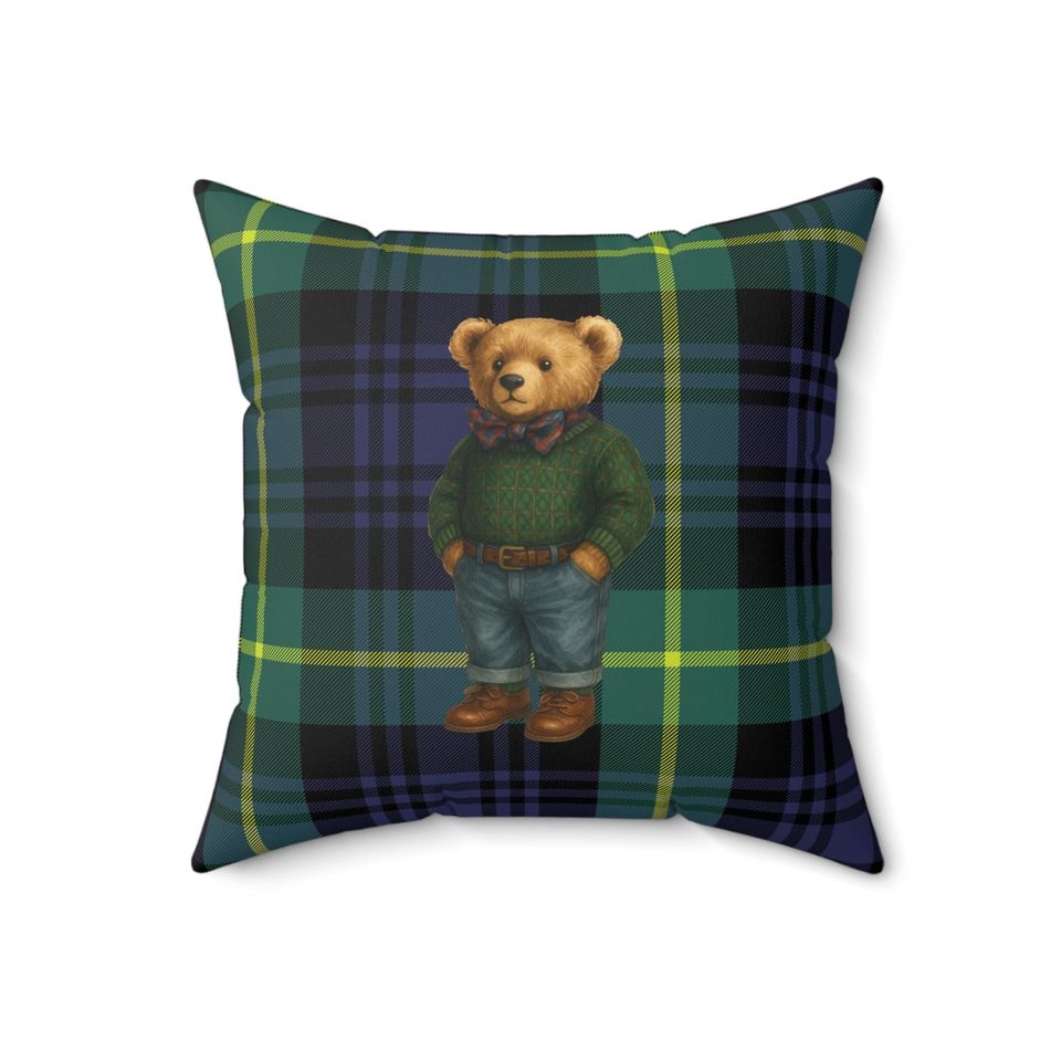 Vintage Teddy Bear Throw Pillow