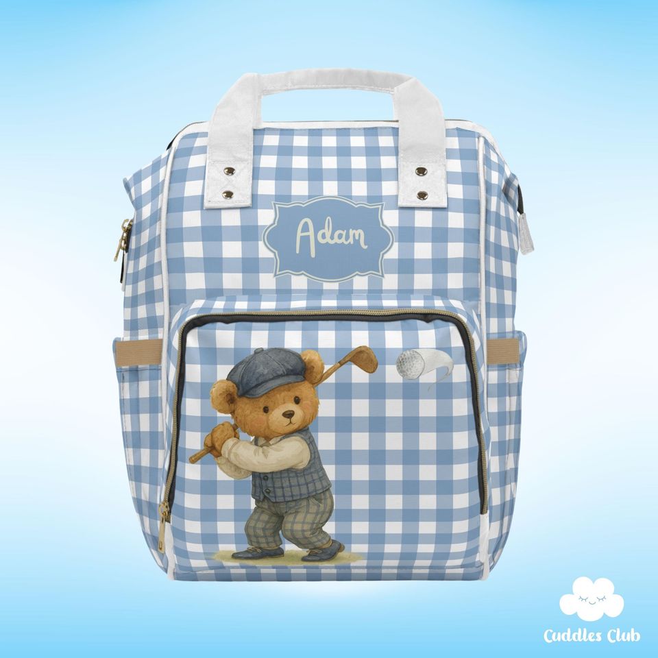 Personalized Golf Teddy Bear Diaper Backpack
