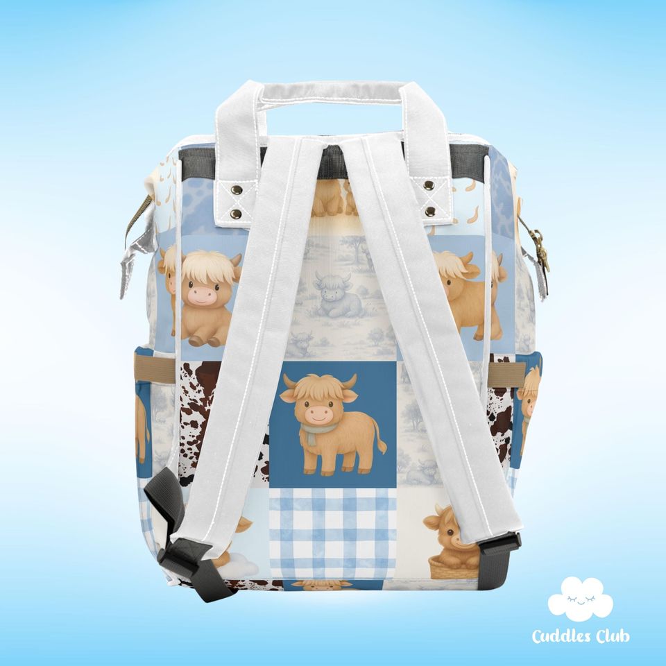 Personalized Highland Cow Diaper Bag, Nursery Decor