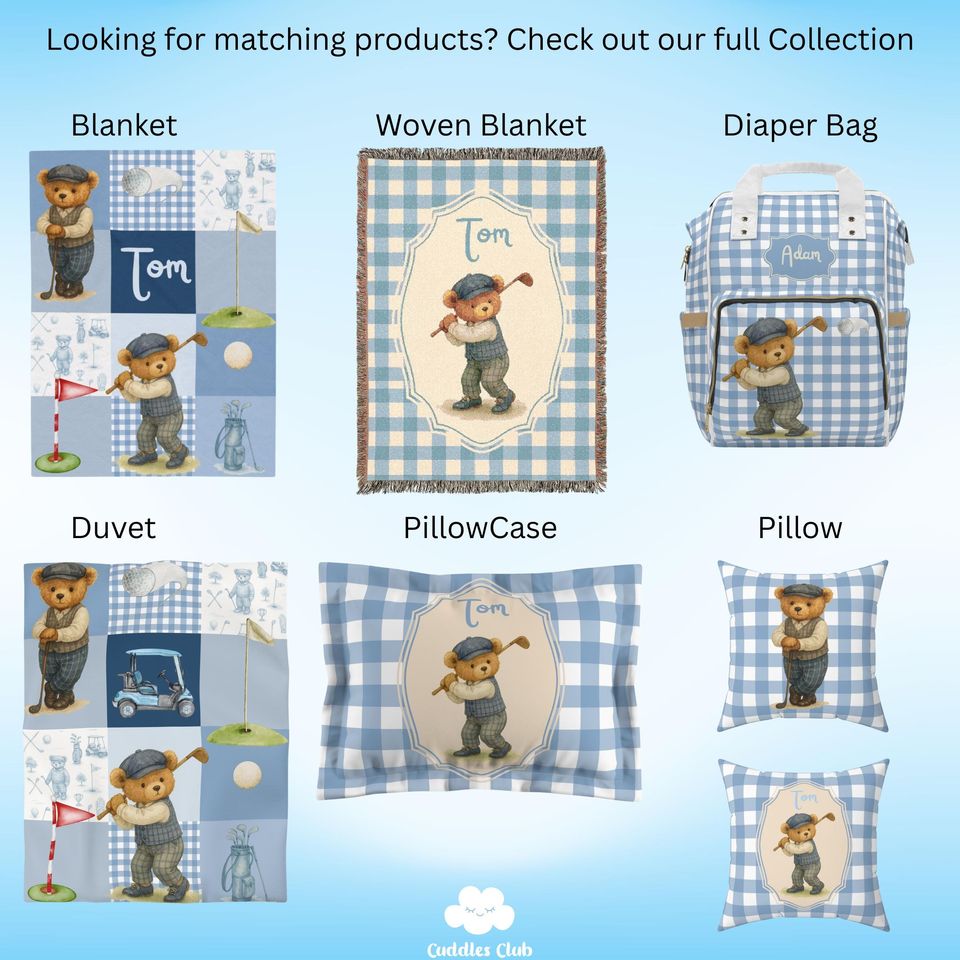 Personalized Golf Teddy Bear Diaper Backpack