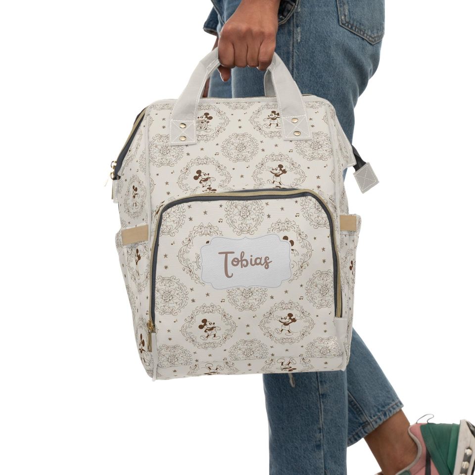 Personalized Diaper Bag Backpack, Toile de Jouy Baby Bag