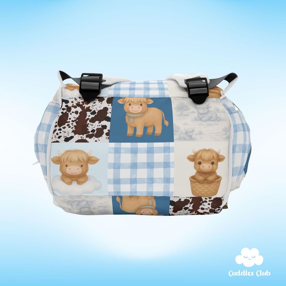 Personalized Highland Cow Diaper Bag, Nursery Decor