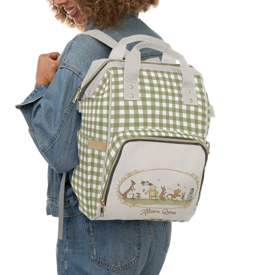 Personalized Diaper Bag Backpack, Toile de Jouy Baby Bag