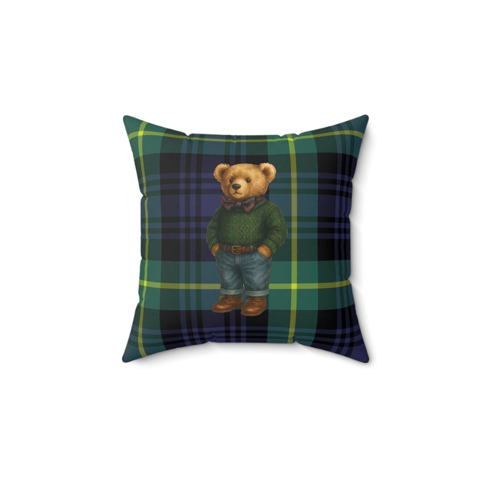 Vintage Teddy Bear Throw Pillow