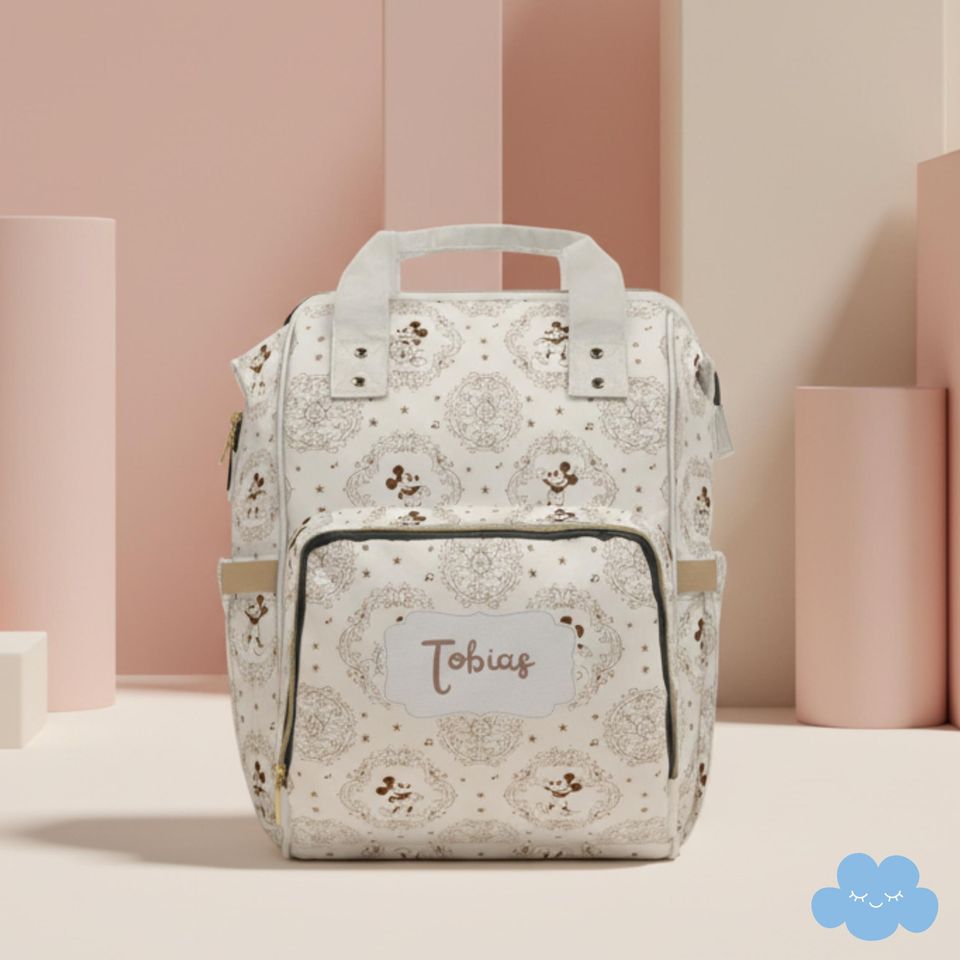 Personalized Diaper Bag Backpack, Toile de Jouy Baby Bag