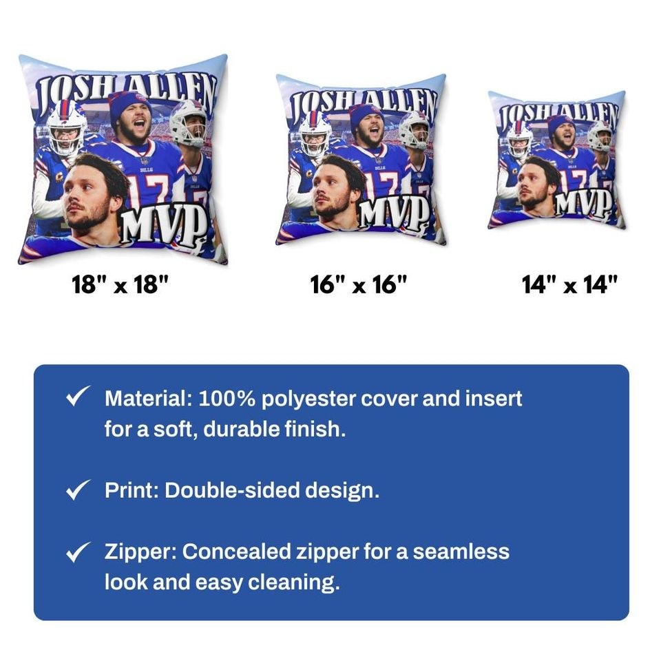 Josh Allen MVP Throw Pillow - Buffalo Football Home Decor