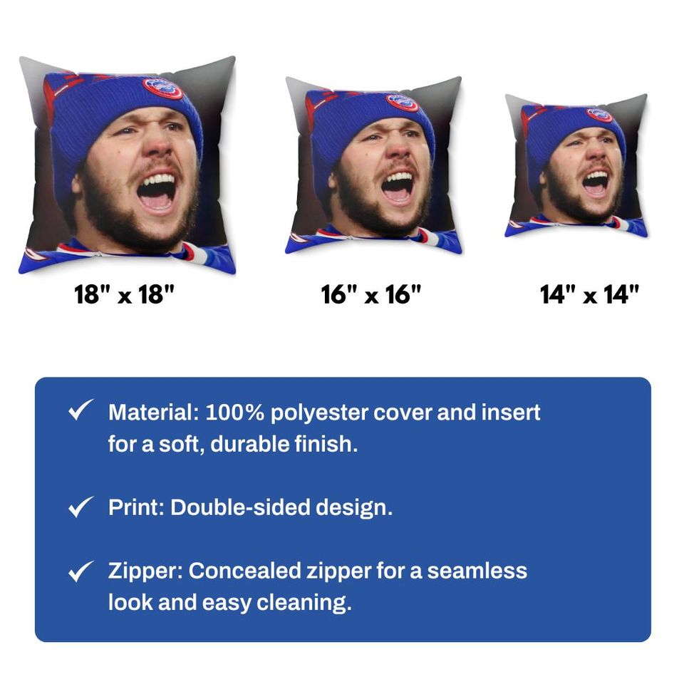 Josh Allen Throw Pillow: Buffalo Football Home Decor
