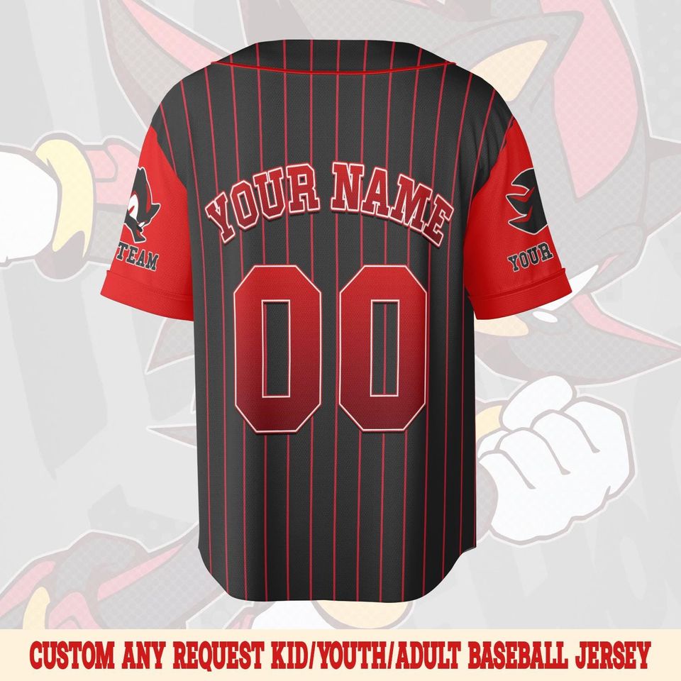 Custom Shadow The Hedgehog Baseball Jersey, Personalized Sonic Baseball Jersey, Shadow Birthday Party Jersey, Sonic Birthday Gift