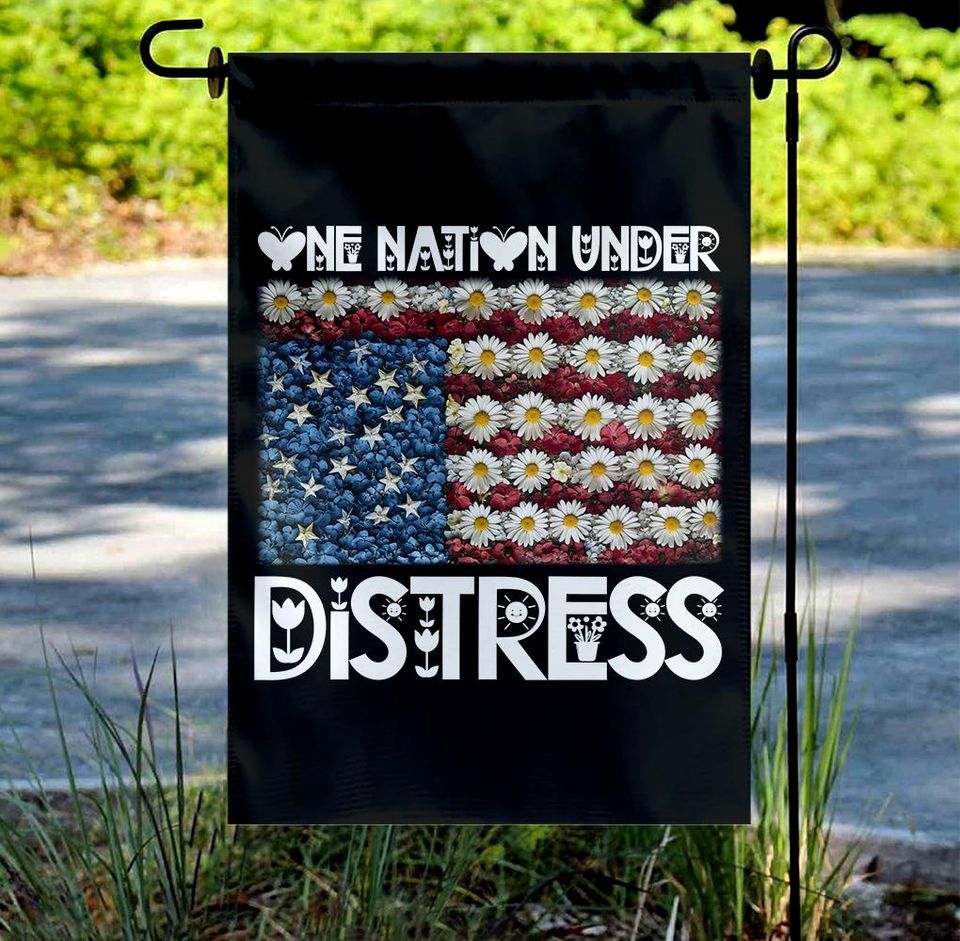 One Nation Under Distress Garden Flag, Upside Down American Flag, Anti Trump, Progressive Liberal Leftist Activist, Protect Democracy