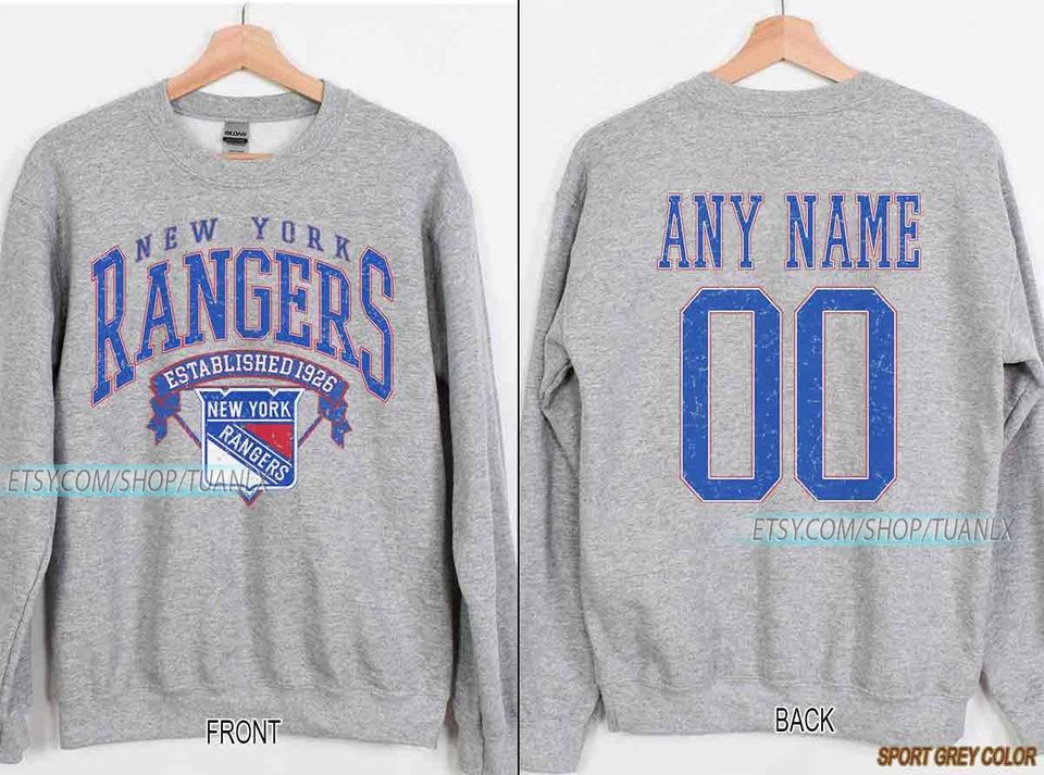 Personalized New York Hockey Sweatshirt, New York Rangers crewneck, New York Hockey shirt, Custom Hockey Shirt, Hockey Number Shirt