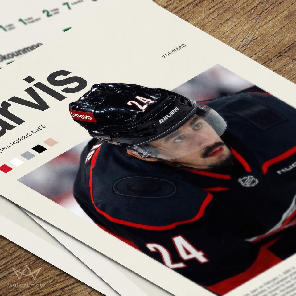 Seth Jarvis Poster  Ice Hockey Wall Art
