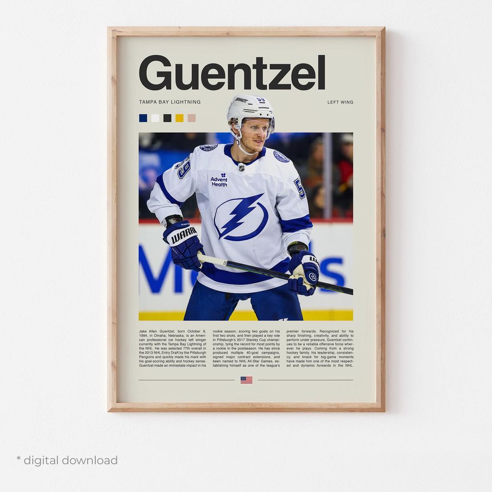 Jake Guentzel Poster  Ice Hockey Wall Art