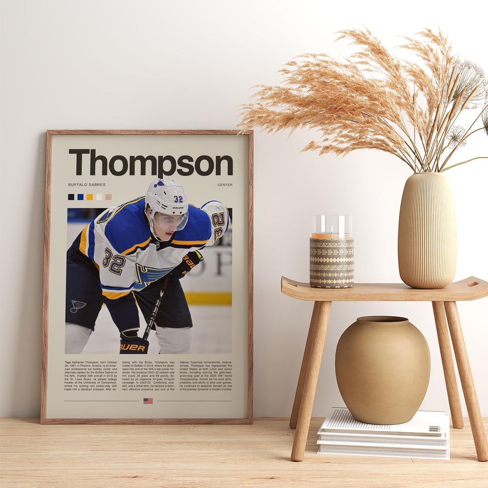 Tage Thompson Poster  Ice Hockey Wall Art