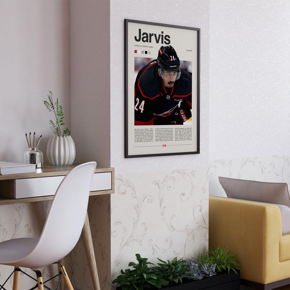 Seth Jarvis Poster  Ice Hockey Wall Art