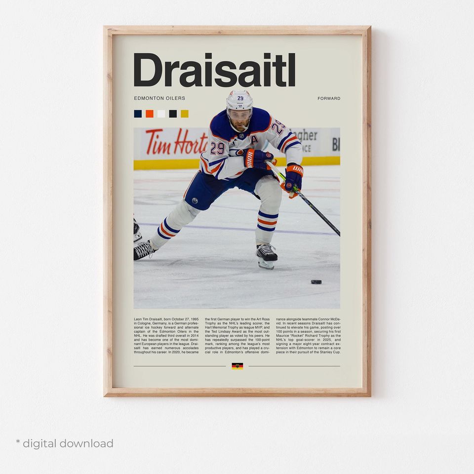 Leon Draisaitl Poster  Ice Hockey Wall Art