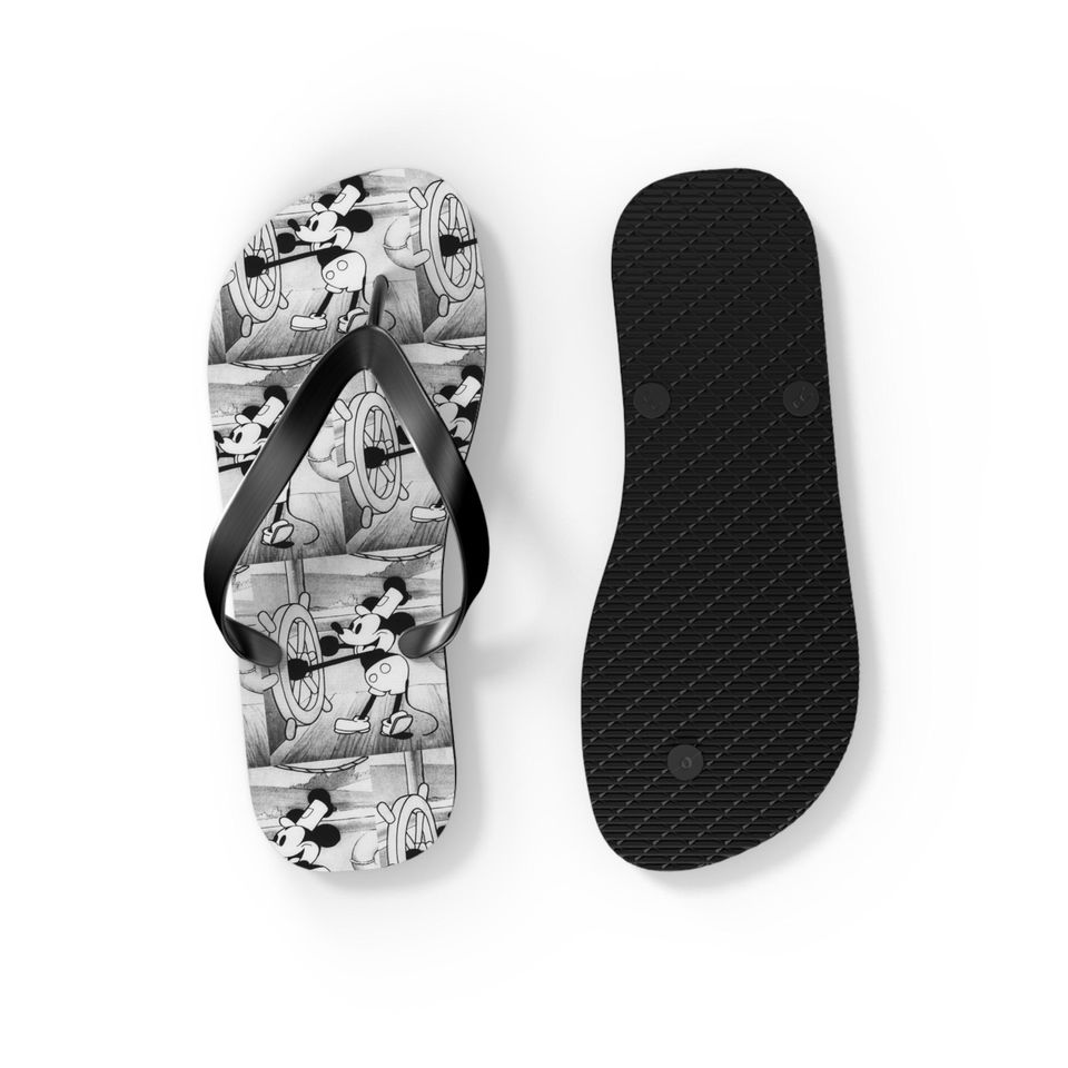 Mickey Mouse Steamboat Willie Flip Flops for Beach or Spa