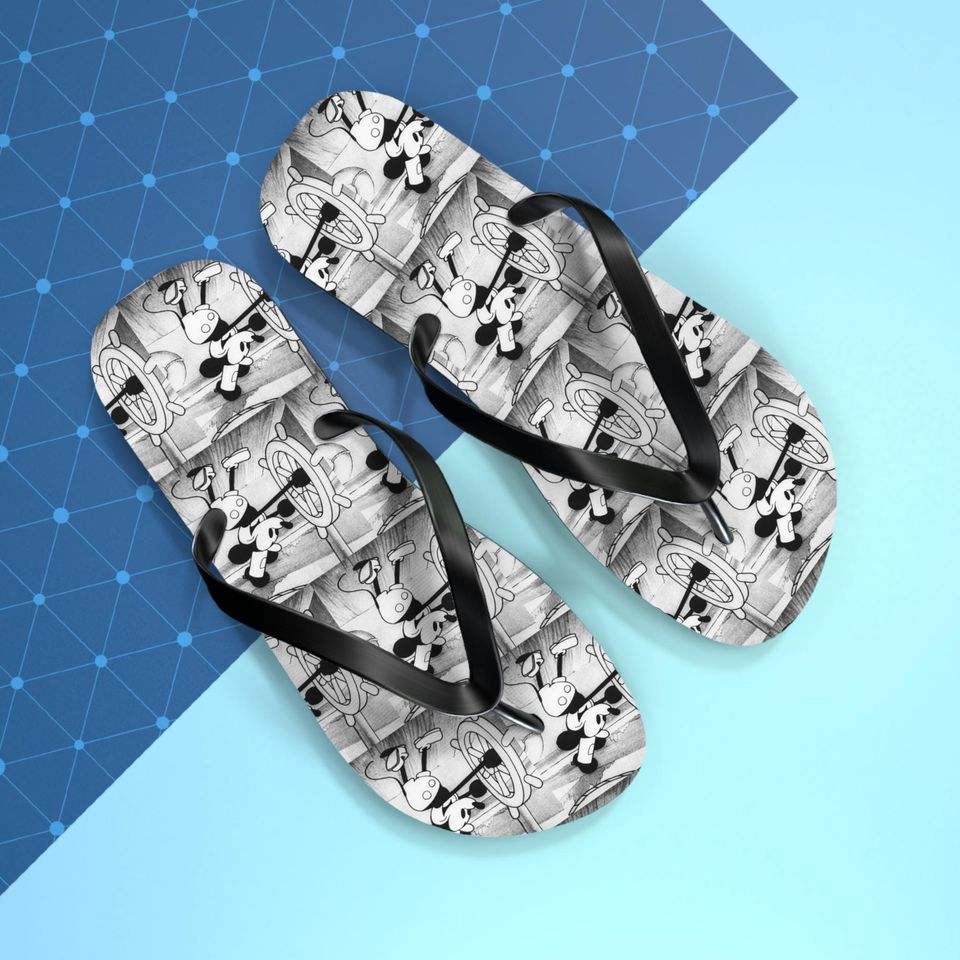 Mickey Mouse Steamboat Willie Flip Flops for Beach or Spa