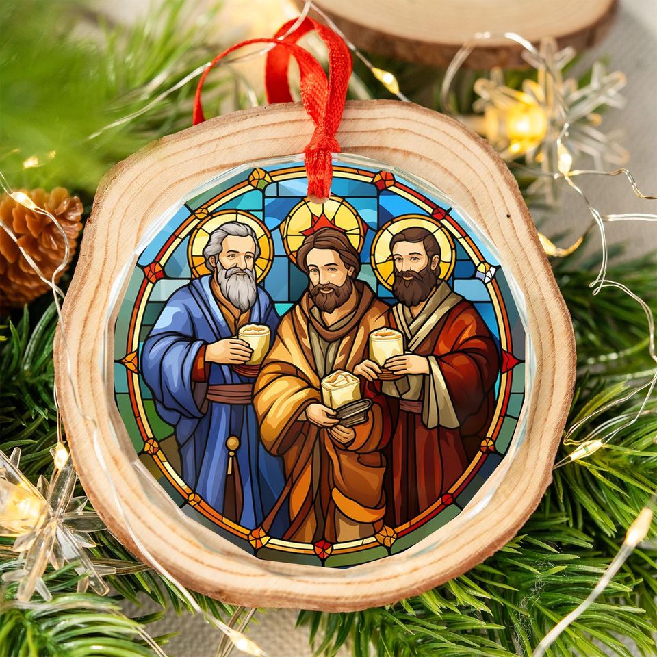 Three Wise Men Ornament | Stained Glass Three Kings Nativity Christmas Tree Dcor | Christian Religious Holiday Gift Keepsake