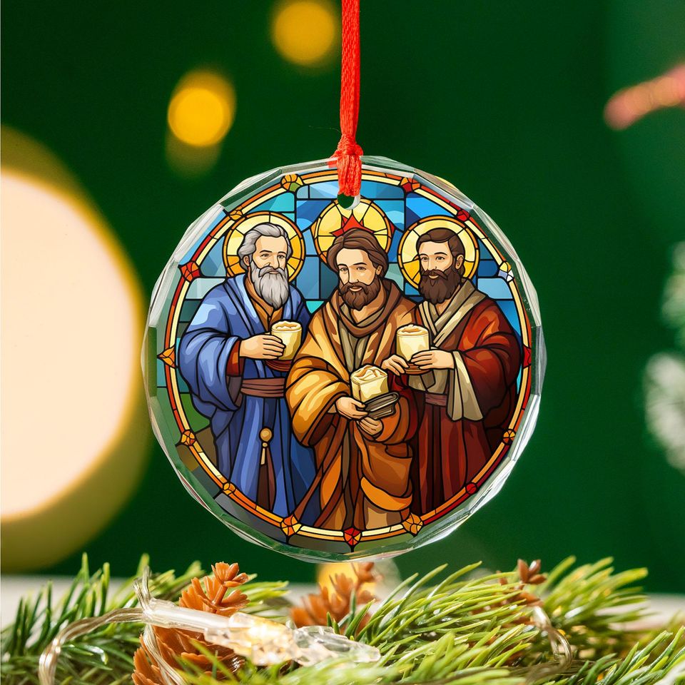 Three Wise Men Ornament | Stained Glass Three Kings Nativity Christmas Tree Dcor | Christian Religious Holiday Gift Keepsake