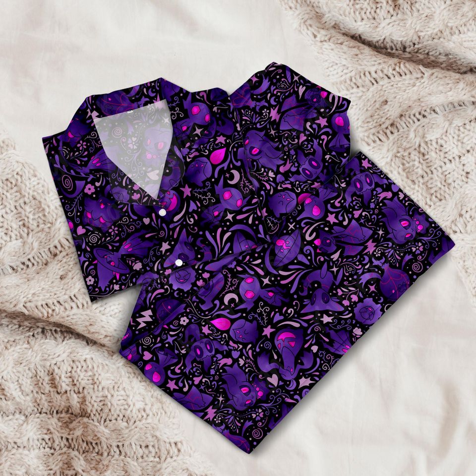 Spooky Pajamas Set Ghost Type Anime Loungewear Polyester Blend Couple Pajamas Set