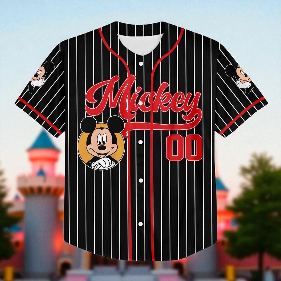 Personalize Disney Mickey Mouse Baseball Jersey, Disneyland Mickey Jersey