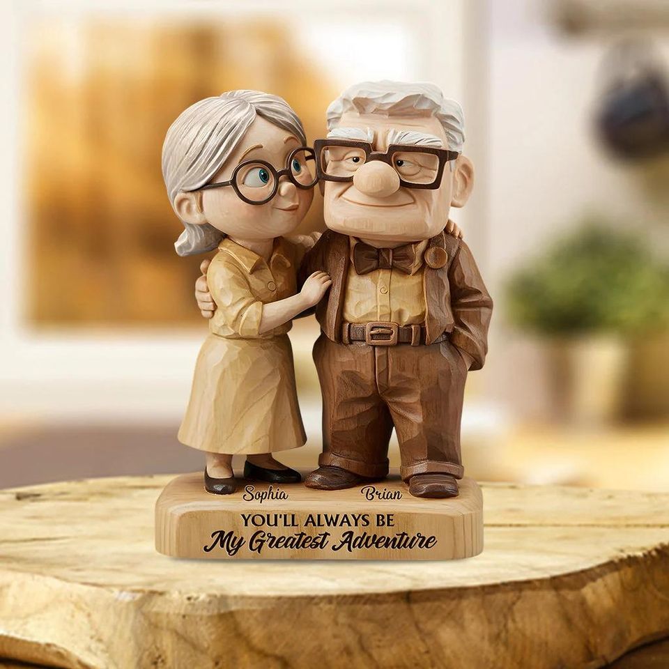 Personalized Carl Ellie Old Couple Acrylic Plaque, You Are My Greatest Adventure Flat Sign, Wedding Anniversary Gift