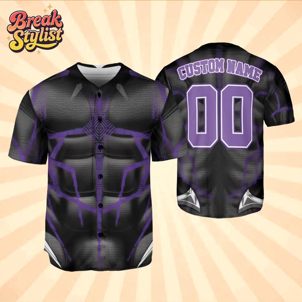 Personalized Cosplay Black Panther Marvel Baseball Jersey