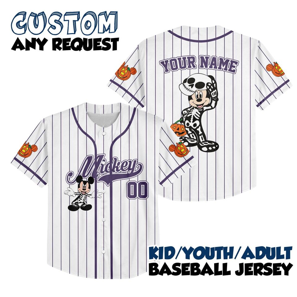 Custom Disney Mickey Halloween Purple Collection Baseball
