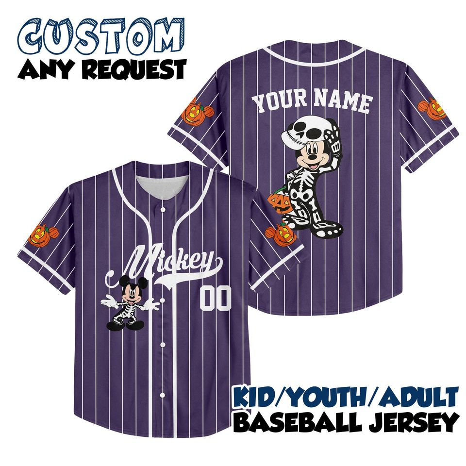 Custom Disney Mickey Halloween Purple Collection Baseball