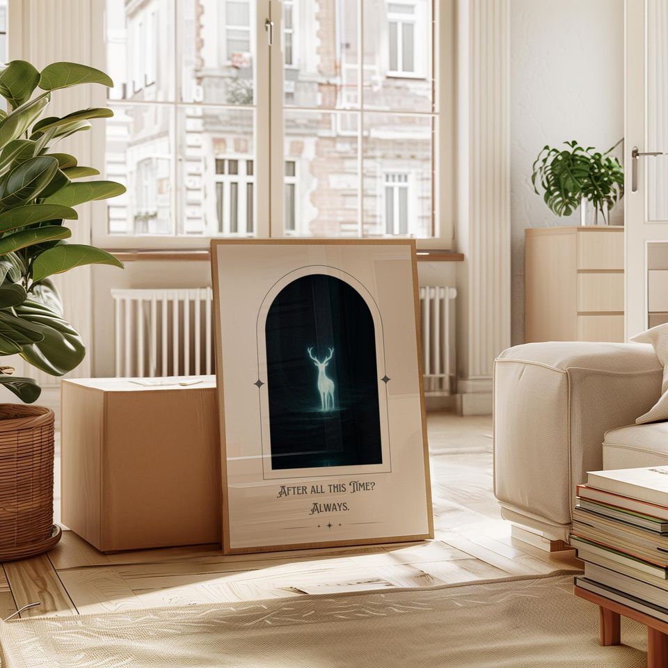 Harry Potter Patronus stag digital poster featuring the After all this time