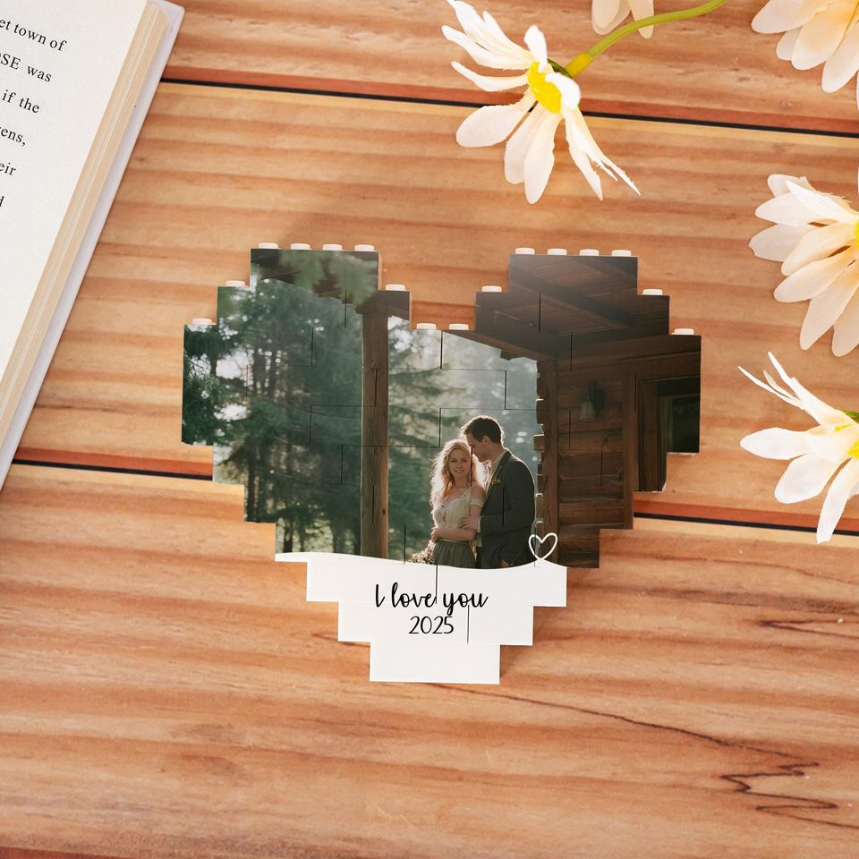 Personalized Heart Photo Building Block, Picture Building Block, Brick Puzzle, Gifts for Boyfriend/Girlfriend, Valentine Gift for Couples