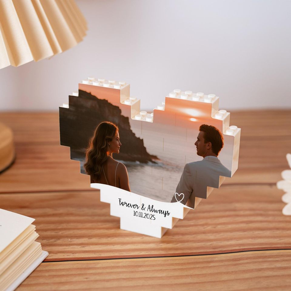 Personalized Heart Photo Building Block, Picture Building Block, Brick Puzzle, Gifts for Boyfriend/Girlfriend, Valentine Gift for Couples