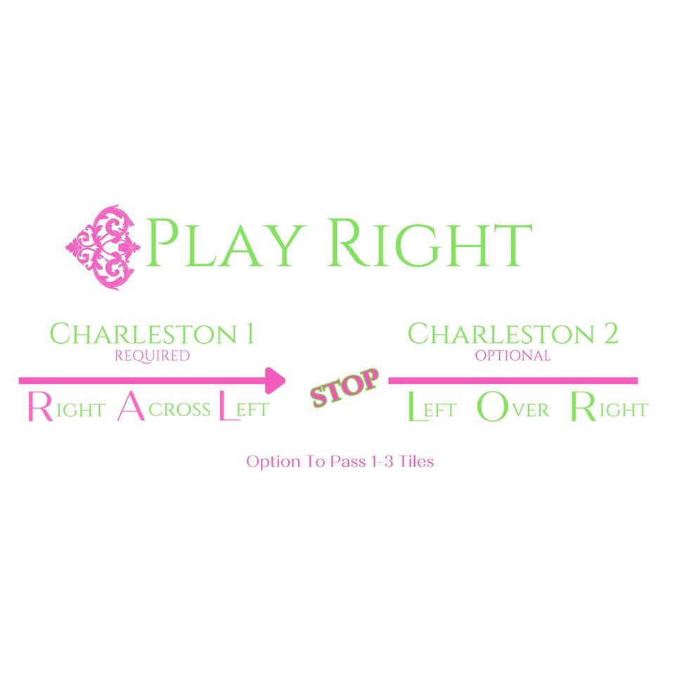 Preppy Mahjong Tablecloth with Charleston Instructions | Pink Green Floral Mahjong Game Table Mat