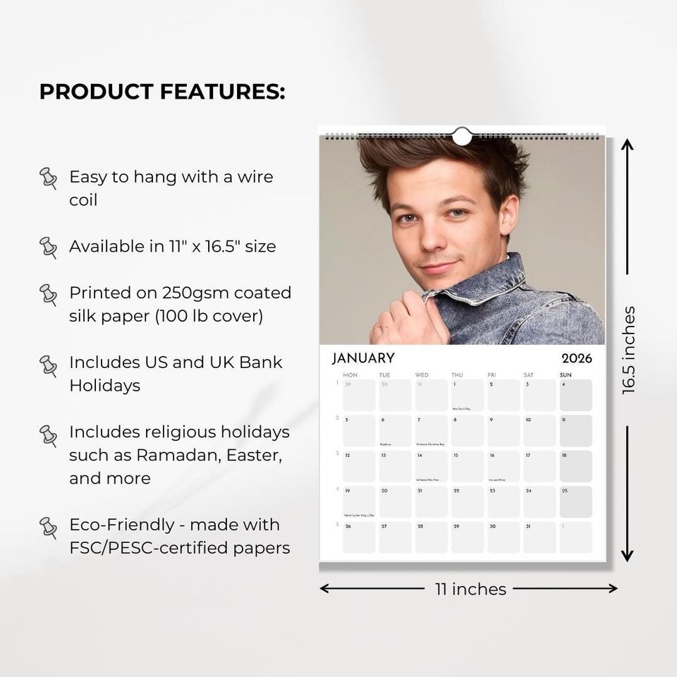2026 Celebrity Wall Calendar: Minimalist Home Office Decor