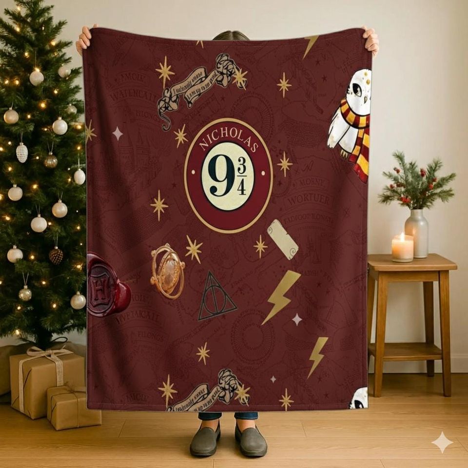 Personalized Wizard Fleece Blanket for Book Lovers