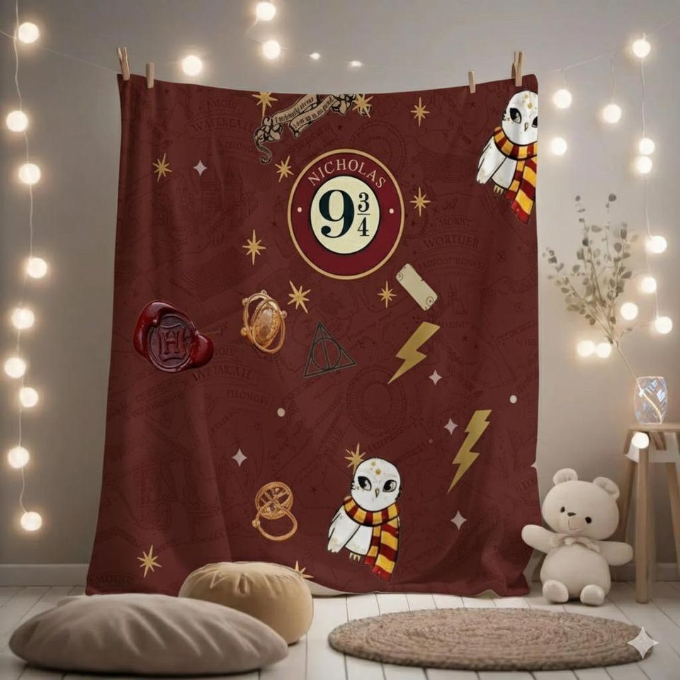 Personalized Wizard Fleece Blanket for Book Lovers