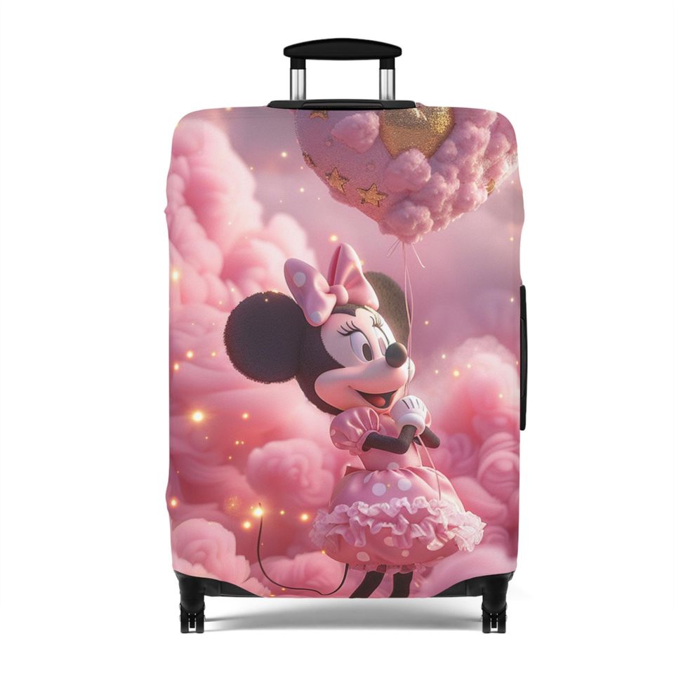 Pink Minnie Mouse Luggage Cover, Cloud Heart Disney Suitcase Protector