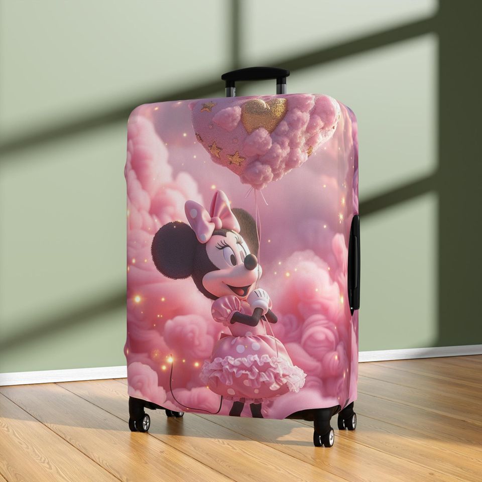Pink Minnie Mouse Luggage Cover, Cloud Heart Disney Suitcase Protector