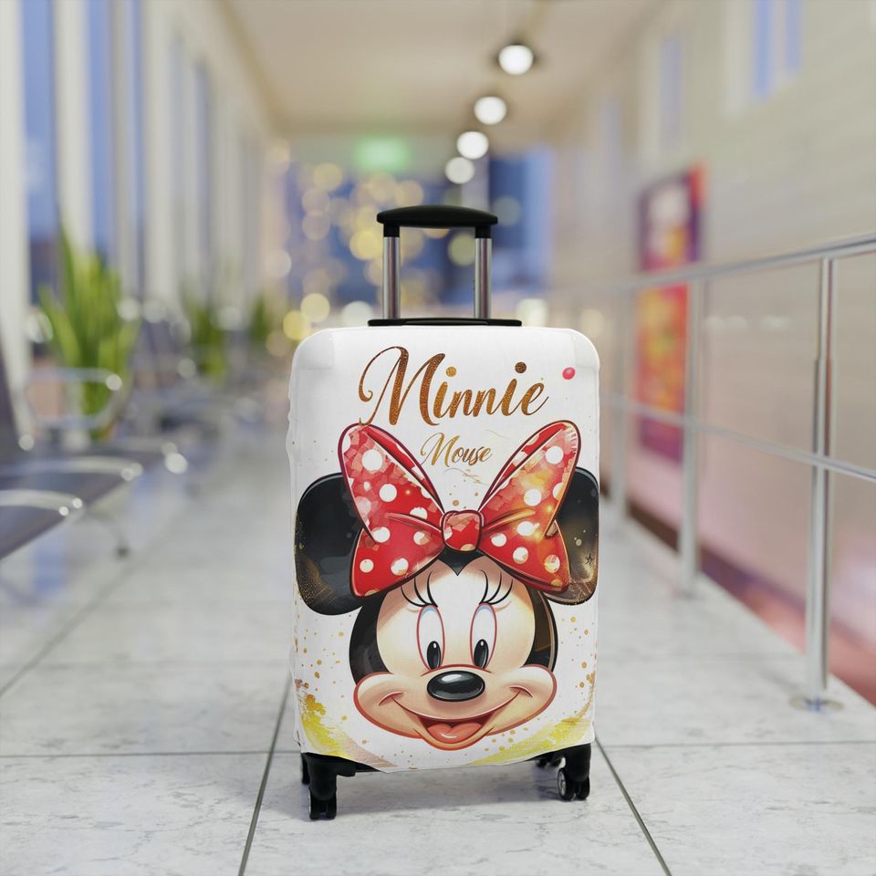 Minnie Mouse Luggage Cover, Polka Dot Bow, Suitcase Protector